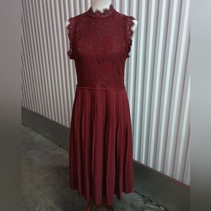 Libby Edelman Burgundy Lace Midi Dress